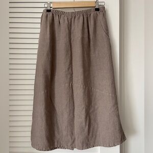 Linen Grey Midi Skirt